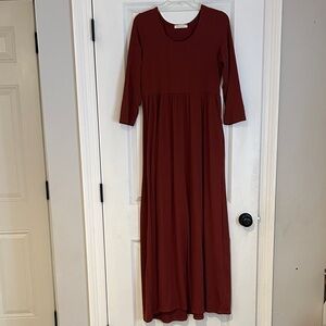 Entro Deep Red Long Sleeve Dress